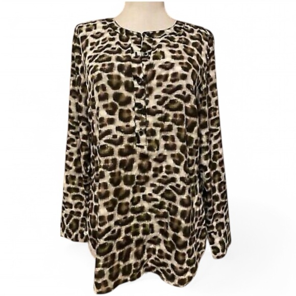 Ann Taylor Tops - Anne Taylor Long Sleeve Tunic animal print Size XL